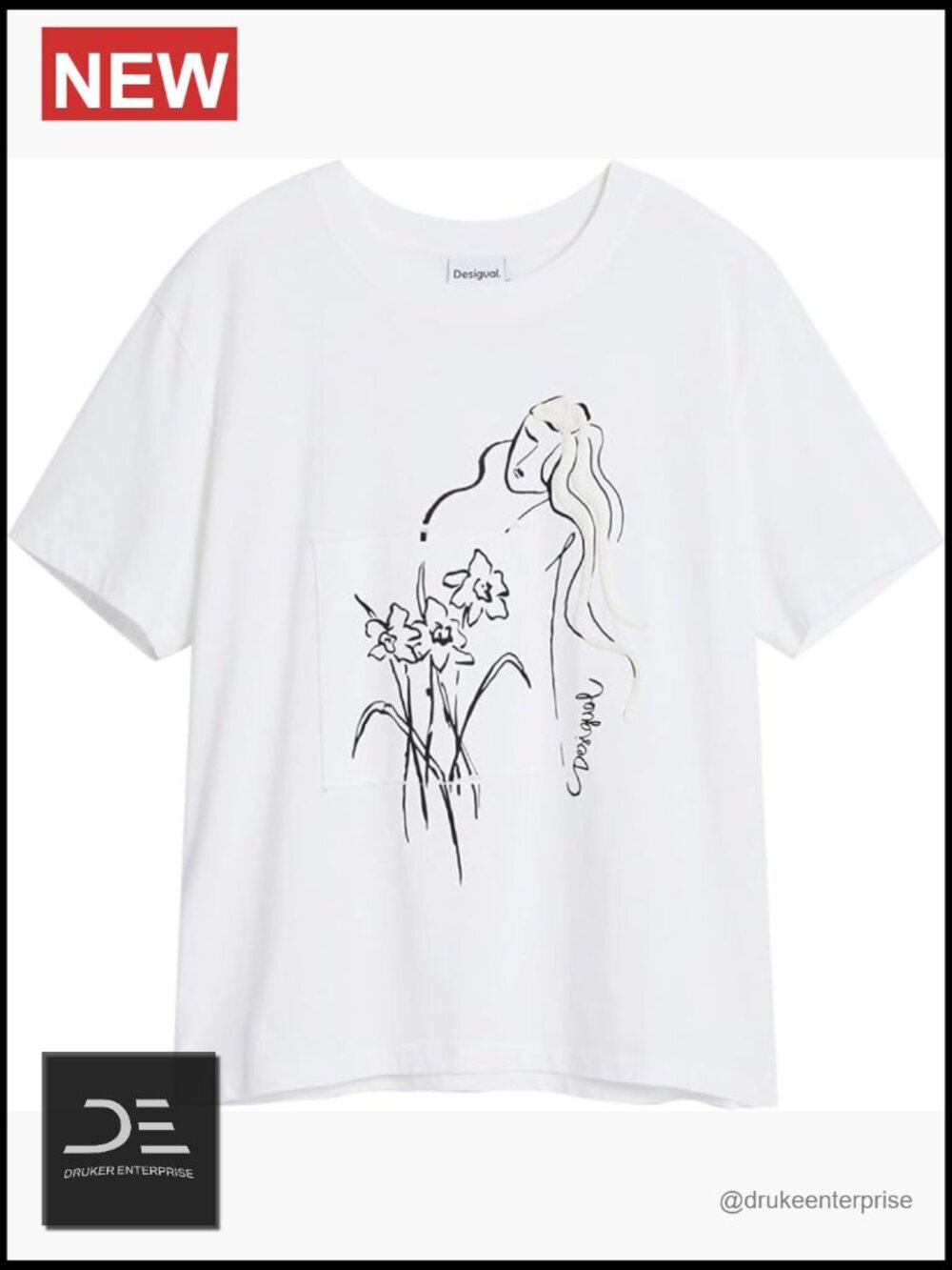 Floral T-Shirt with 3D Appliqués Regular Fit Short Sleeve Cotton Pull On
